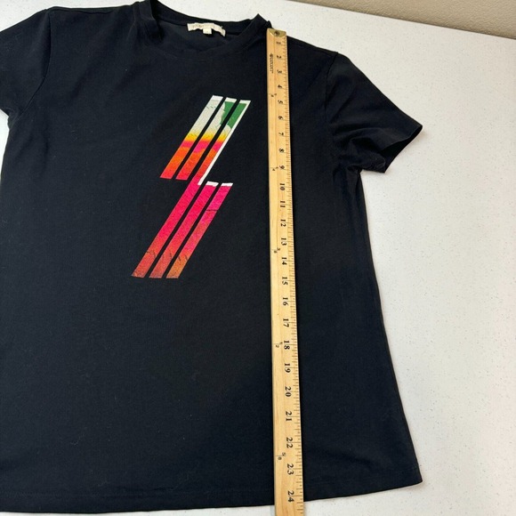 Maje Womens T-Shirt Size 2 Black Lightning Bolt Short Sleeve Crewneck Tee Casual - Picture 8 of 10